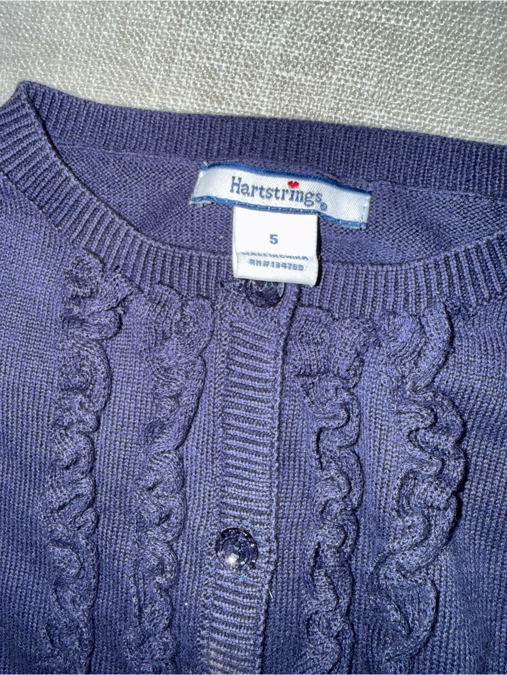 Hartstrings Navy Ruffle Front Cardigan - Picture 2 of 3